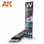 AK10043  Grey & Blue effects set Weathering Pencil for Modelling