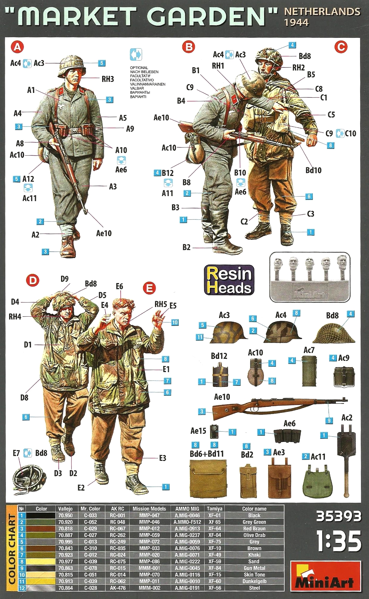1/35 Market garden Netherlands 1944 Resin Heads # MNA 35393 1/35 Market garden Netherlands 1944 Resin Heads # MNA 35393